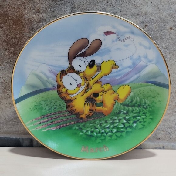 Garfield Calendar March Plate Jim Davis Plate No A 1444 Danbury Mint - Picture 1 of 14